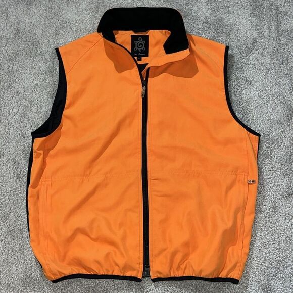 Mesh Lined Fleece Orange Turtleson Performance Golf Vest Jacket L Collegiate - Picture 1 of 5